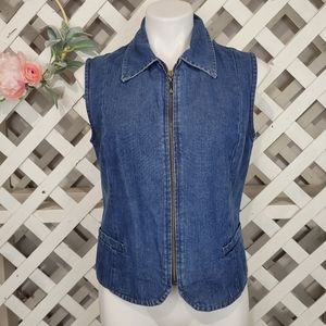 Vintage Central Falls Denim Zip Vest Size Medium Style 13603